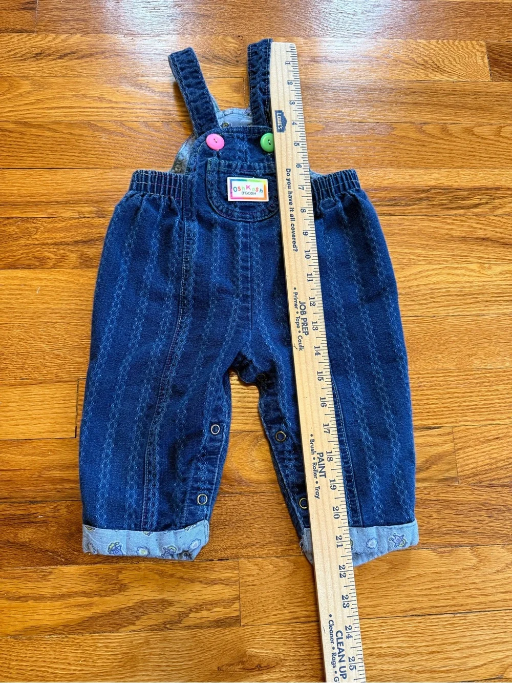 Vintage 80s 90s Denim Overalls, OshKosh B’Gosh Colorful Striped Baby (12 Months)